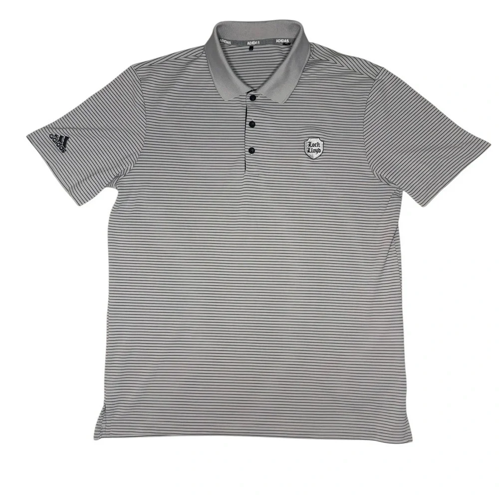 Adidas Loch Lloyd Golf Polo Gray Striped Country Club Men’s Large Kansas City